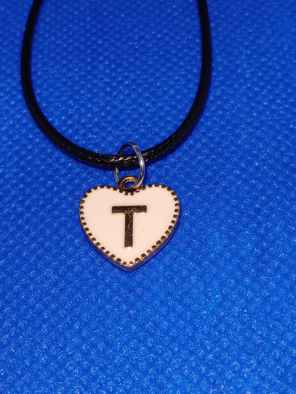 Heart Initial 'T' Pendant Necklace in White and Gold